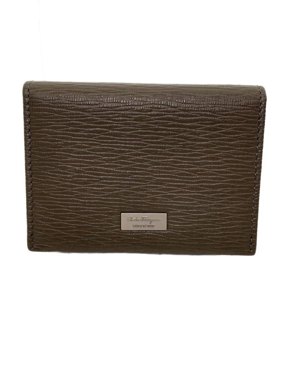 Salvatore Ferragamo Card Case Wallet Leather Khaki Green